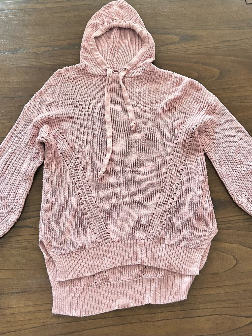 Cozy Pink Hooded Knit Sweater